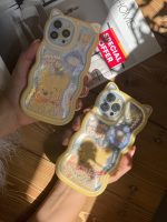 قاب موبایل آیفون خرس پو زرد آکواریومی مروارید دار گوش دار - تصویر 5