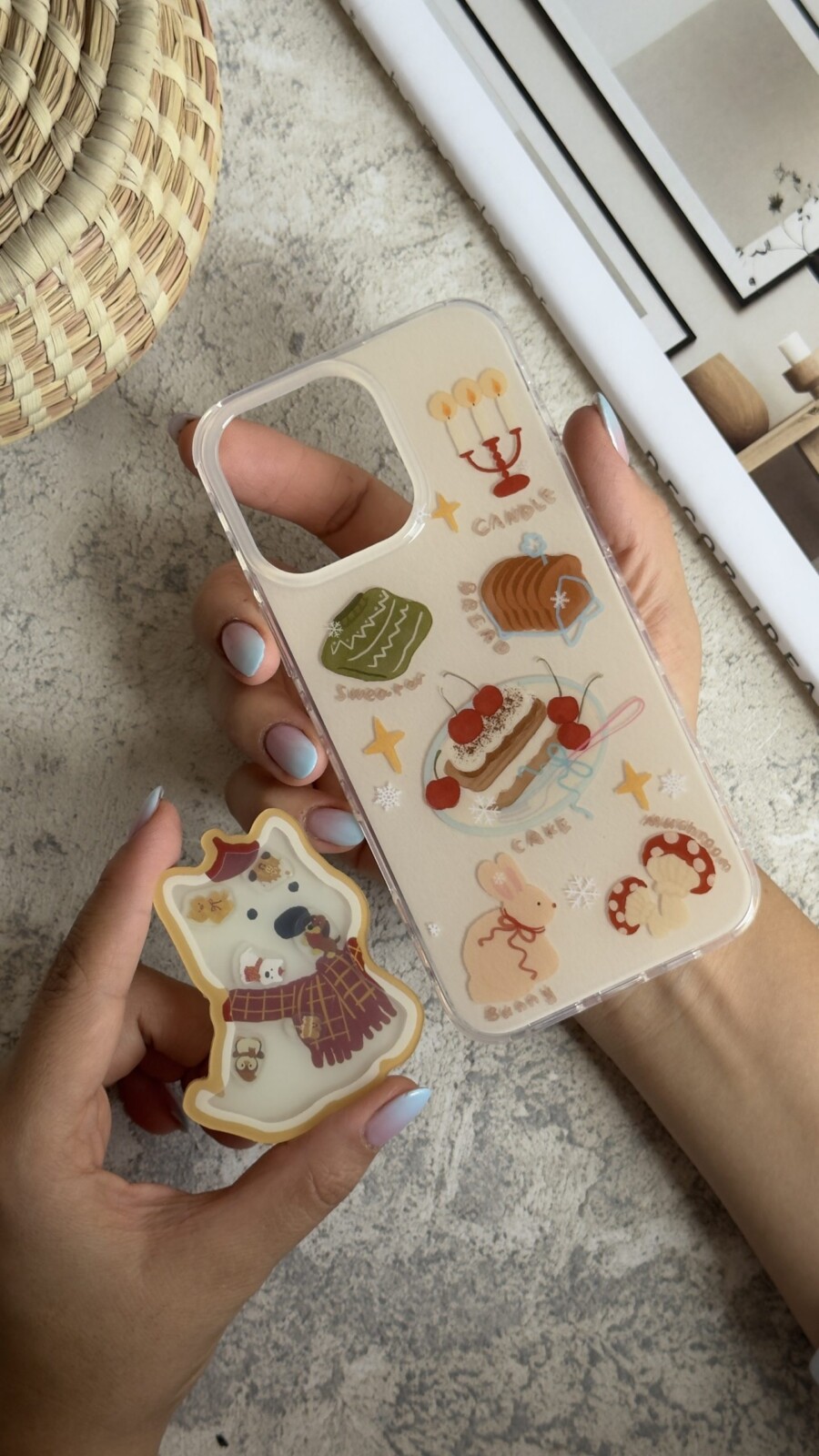 قاب موبایل آیفون کندل کریسمس سگ پاپی + پاپسوکت متحرک