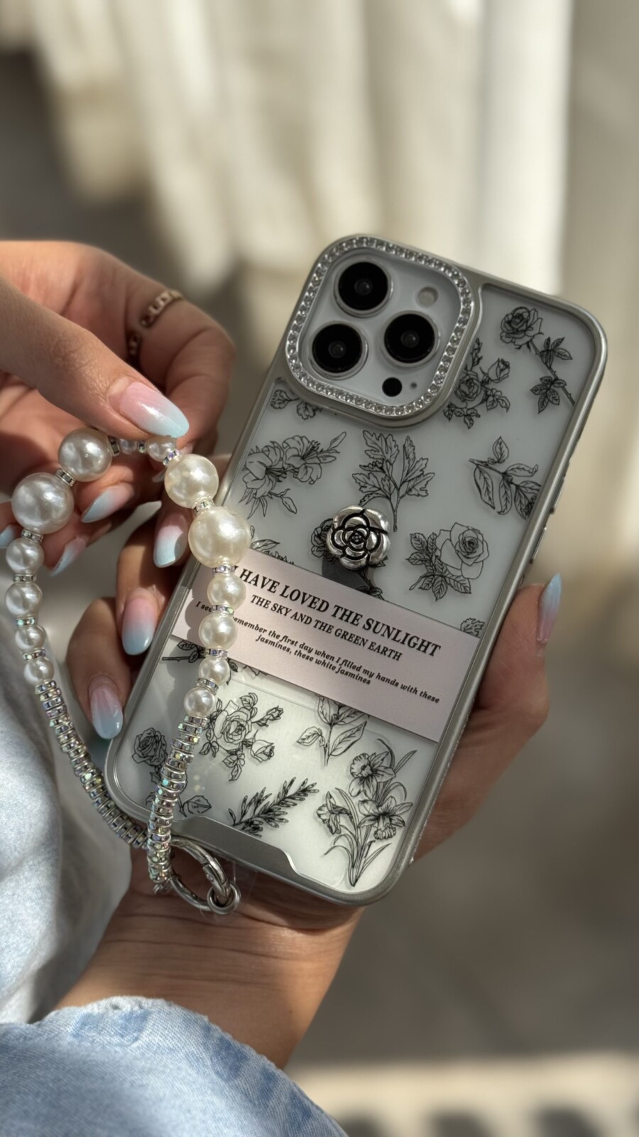 قاب موبایل آیفون گل فلاورز سان لایت + بندست