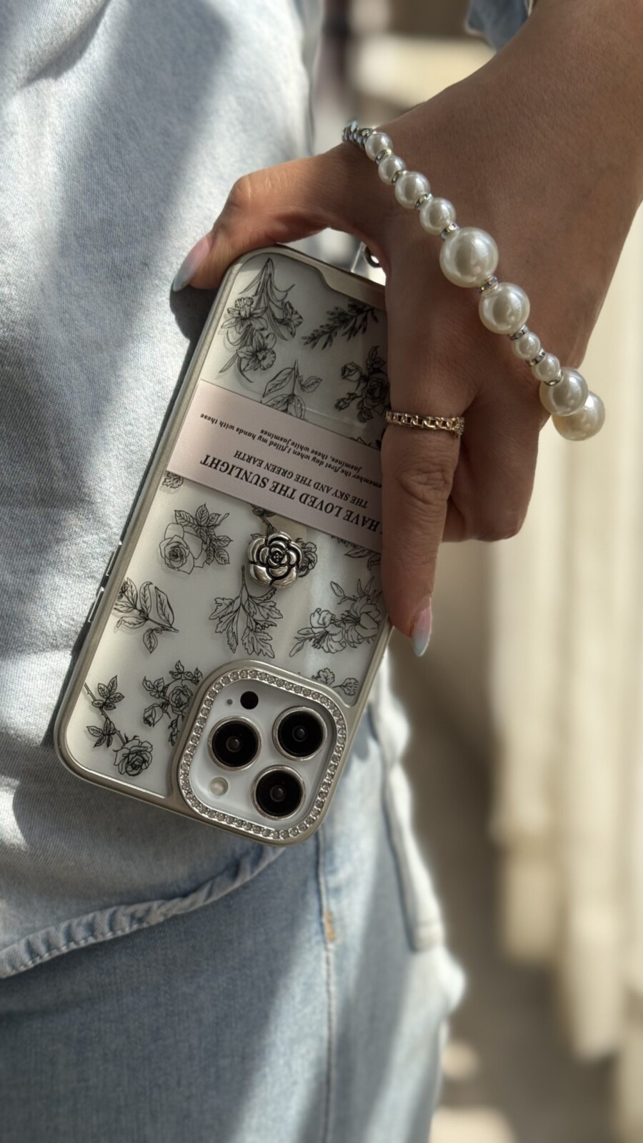 قاب موبایل آیفون گل فلاورز سان لایت + بندست