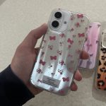 قاب موبایل پروانه ریز صورتی