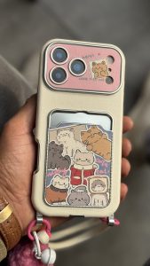 قاب موبایل آیفون گربه اسکاتیش جاکارتی دار + بند و آویزمنگوله ست - تصویر 2